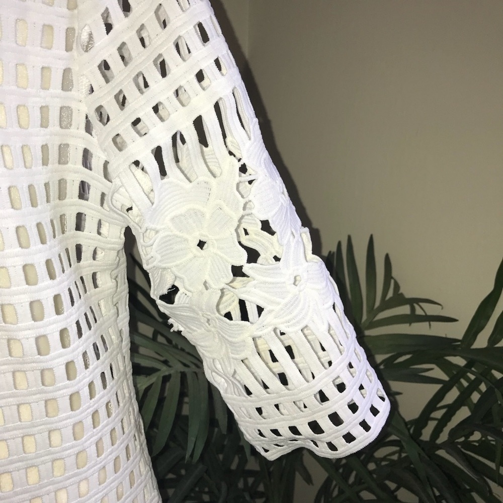 Feratelli Long Off White Cut Out Womens White Cardigan S* - Picture 5 of 7